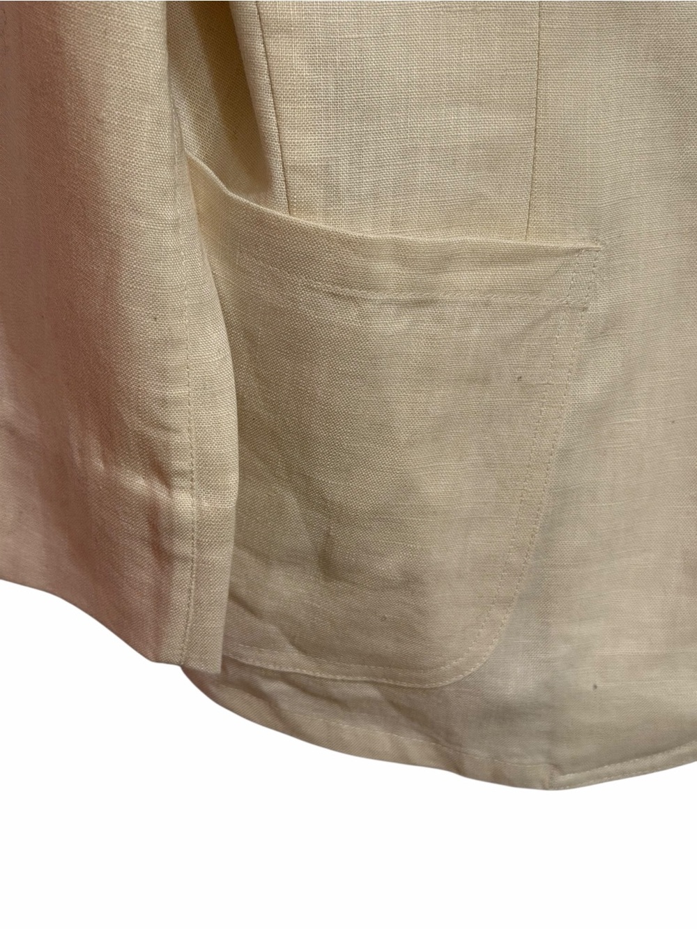 J. Peterman Ivory Linen Blazer Safari Patch Pocket Jacket Size 10 - Picture 8 of 13